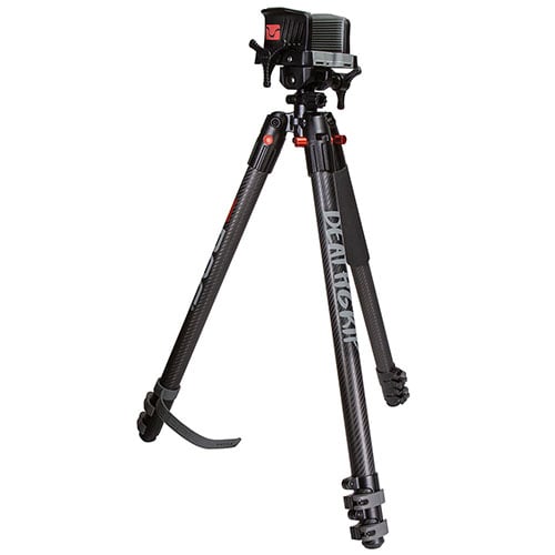 BOG™ DeathGrip Carbon Fiber Tripod erbjuder en stabil och lätt lösning för jägare, med kolfiberben som minskar flex och en patenterad klämma för handsfree stöd.