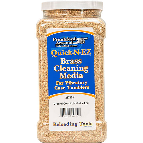 Frankford Arsenal Corn Cob Media 4,5 lbs i en återanvändbar plastbehållare ger en utmärkt polering för dina hylsor och är perfekt för att hålla dem rena.