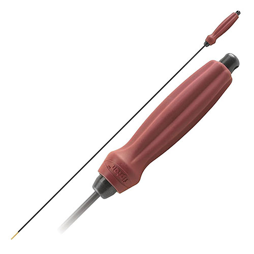 Tipton Deluxe 1-Piece Carbon Fiber Cleaning Rod är slitstark, skadar inte pipan, böjbar och har ett ergonomiskt handtag för smidig rengöring av vapen.