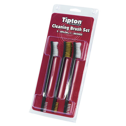 Tipton Double Ended Cleaning Brush Set, 3-pack, har små borst för trånga utrymmen och stora borst för större föremål. Hållbar nylon och brons rengör effektivt utan att skada.