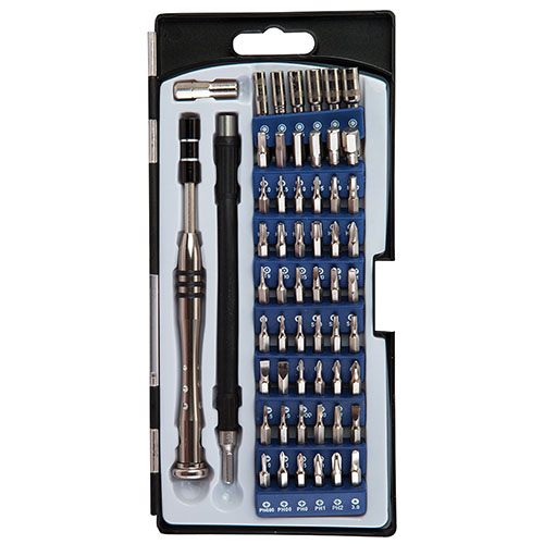 Wheeler Precision Micro Screwdriver Set är en 58-delars uppsättning med ett organiserat bär-/förvaringsfodral, perfekt för noggranna justeringar och reparationer.