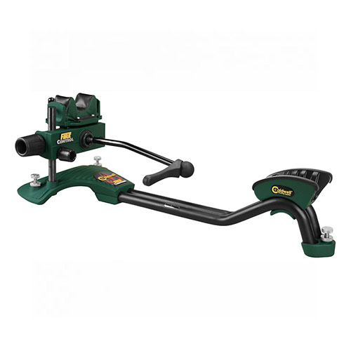 Caldwell Fire Control Front Rest erbjuder maximal stabilitet, snabb uppställning och transport med en robust design av aluminium och stål, väger ca 15 lbs.