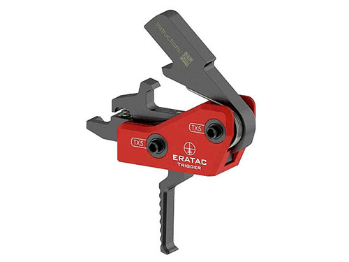 ERATAC Trigger är en enkel drop-in avtryckare för AR-plattformar med kort reset, justerbart tryck och säkerhetsfunktioner, levereras i en hållbar Cordura-påse.