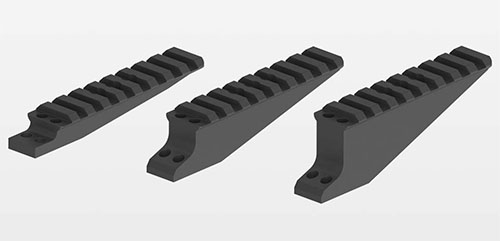 ERATAC Picatinny-adapter för laseravståndsmätare i CNC-bearbetad aluminium, med Mil-Spec ytbehandling och justerbara bashöjder för perfekt optikjustering.
