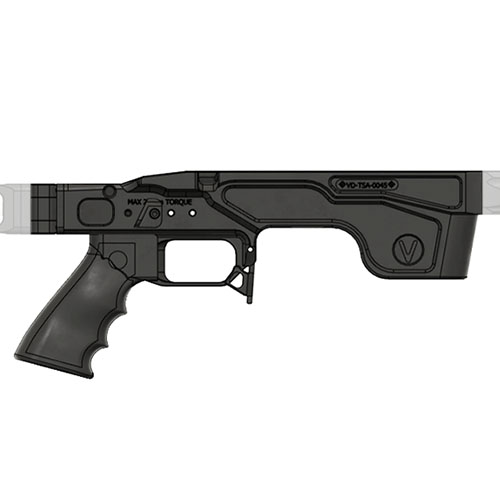 VISION & DESIGN chassit för Remington 700 SA är helt modulärt, ergonomiskt och perfekt för PRS, med en mag som fungerar som barrikadstopp.