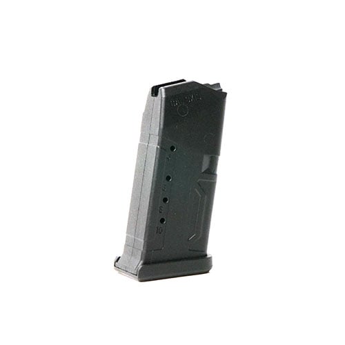 Glock Magazin 9mm, 10 Round erbjuder en rostfri fjäder, lätt avtagbar bottenplatta för rengöring, färgkodade identifieringspunkter och kapacitetsindikatorer.