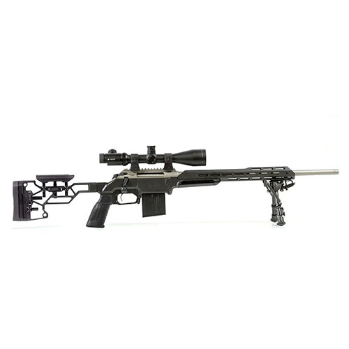 MDT ESS Chassis System Kit för Remington 700 LA LH erbjuder optimal ergonomi, justerbart kolv, lätt insättning av magasin och V-block bedding för stabilitet.