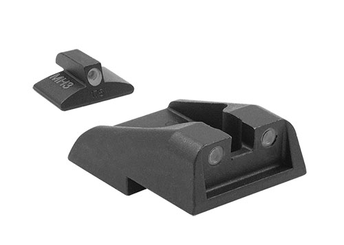 MEPROLIGHT Tru-Dot® night sights förbättrar träffsäkerheten med över 85% i lågt ljus, med tre tydliga punkter för snabb och intuitiv sikt.