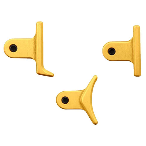 Justerbara trigger shoes för Calvin Elite och Remington 700. Full kit med heeled, curved och straight shoes i flera färger för optimal anpassning.