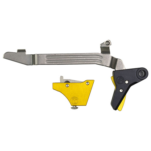 TIMNEY GLOCK TRIGGERS med en fast dragvikt på 3 lb erbjuder överlägsen precision och snabb respons för GLOCK Gen 3-4 stora ramar, perfekt för tävling.