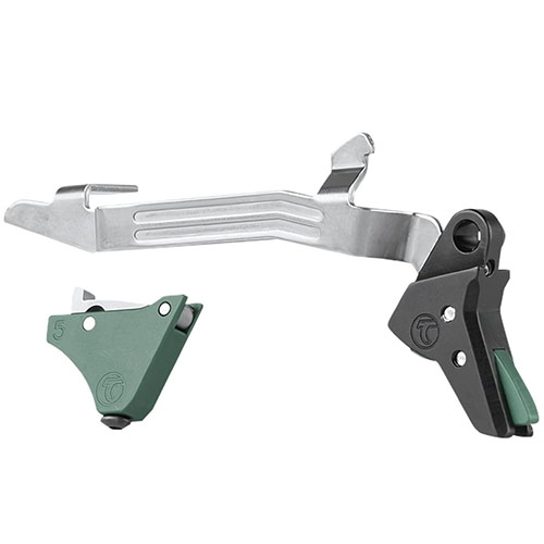 Timney Alpha Competition Trigger för Glock Gen 5 erbjuder en lättare avtrycksvikt på 3 lb, enkel installation och pålitlig prestanda utan malfunktioner.