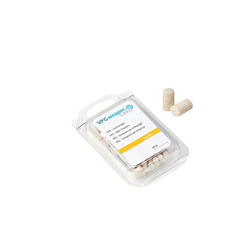 VFG COMFORT barrel cleaner är perfekt för lätt smuts och för oljning/de-oljning, med 100 stycken för kaliber 4-4,5mm för effektiv rengöring.