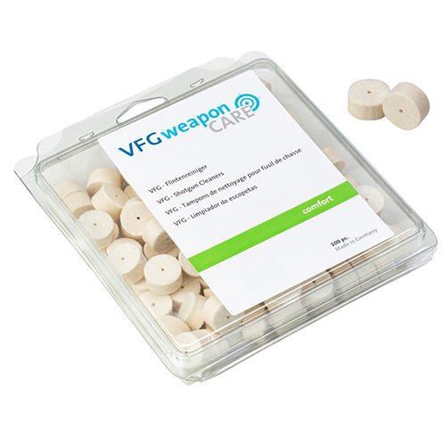 VFG COMFORT barrel cleaners för kal. 20 gauge är perfekta för lätt smuts och oljning, med 100 stycken för enkel och effektiv rengöring.