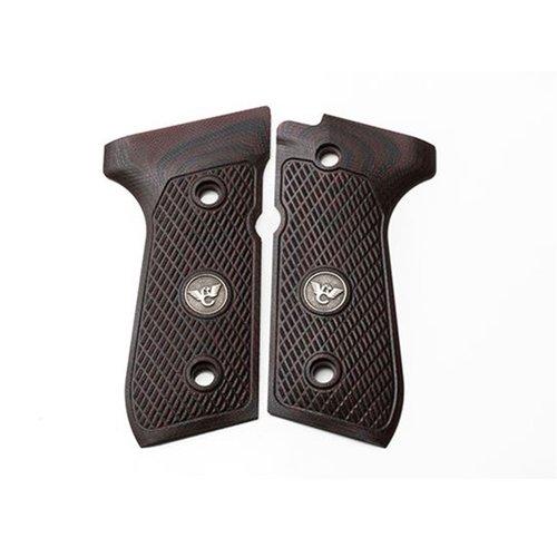 WILSON COMBAT G10-griparna är ultra tunna och erbjuder ett utmärkt grepp med WC-logotyp, perfekt för Beretta 92/96, i en stilren black cherry-färg.