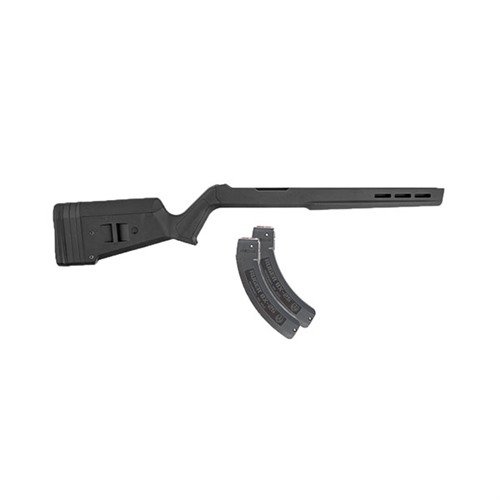 Högkvalitativa Ruger® magasin och Magpul 10/22® Hunter X-22 kolv med justerbart LOP, ergonomisk design och M-LOK för extra tillbehör.