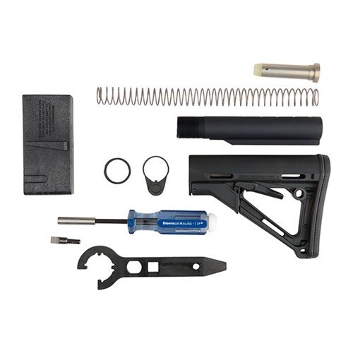 Allt du behöver för att montera Magpul CTR på din AR-15 underreceiver. Inkluderar verktyg och delar för enkel installation och justering.