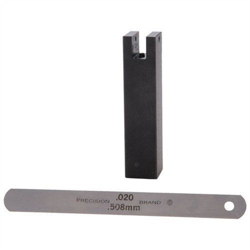 1911 Sear Stoning Fixture gör det enkelt att justera sear-vinkeln för en perfekt avtryckare, med hållbar konstruktion och skyddande shim för noggrannhet.