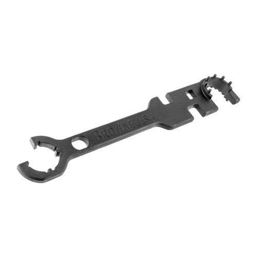 Brownells AR-15 Armorer's Wrench har en lång handtag och fyra tänder för säker grepp av M4-receiver extension nut, samt 1/2