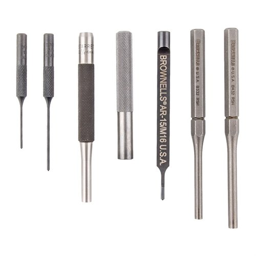 Säkert ta bort stift utan att skada vapnets yta med detta praktiska 7-delars kit, inklusive alla nödvändiga pin punches och roll pin holders för AR-15.
