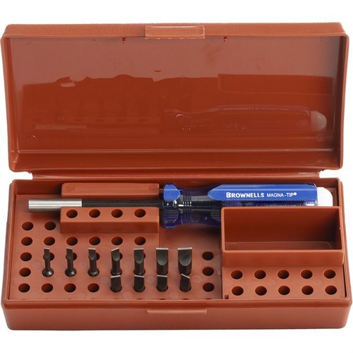Brownells Standard Magna-Tip® Set erbjuder ett komplett urval av hållbara bits med ergonomiskt handtag för exakt och säker vapenunderhåll.