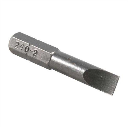 Brownells Magna-Tip Thin-Bit Set erbjuder 18 precision-ground bits i härdat stål, perfekt för extra-narrow screw slots, med organiserad förvaring i ekblock.
