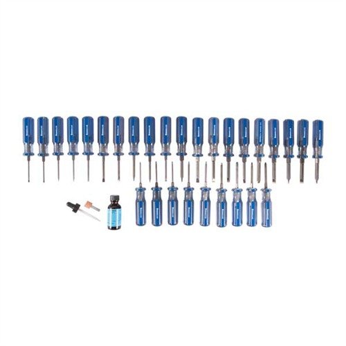 Brownells Fixed-Blade Screwdriver Sets erbjuder precision, hållbarhet och ergonomiska handtag, perfekta för alla gunsmithing-projekt.