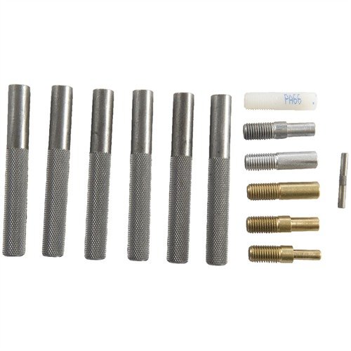 6 oumbärliga mar-fria puncher med utbytbara tips i Nylon, Brass och Aluminium, perfekt för vapensmeder och verktygstillverkare.