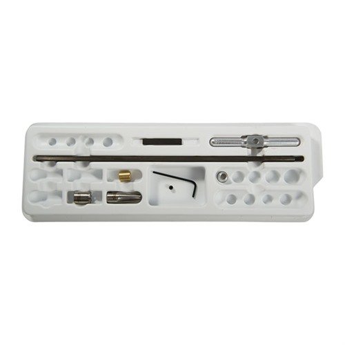 11° .38-.45 INTERMEDIATE CHAMFERING KIT ger en perfekt chatter-fri kant som eliminerar bullet splatter, med en extra Facing Cutter och Pilot för optimal precision.