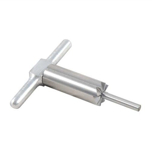 90° MUZZLE FACING CUTTER i härdat stål ger en perfekt kvadratisk mynning efter förkortning eller reparation av skador, med justerbara piloter för flera kalibrar.