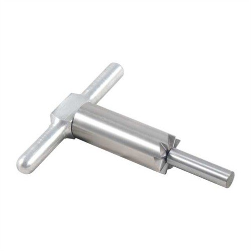 Hård stål 90° muzzle facing cutter för att jämna och reparera mynningar. Inkluderar handtag och pilot, allt i en praktisk förpackning.