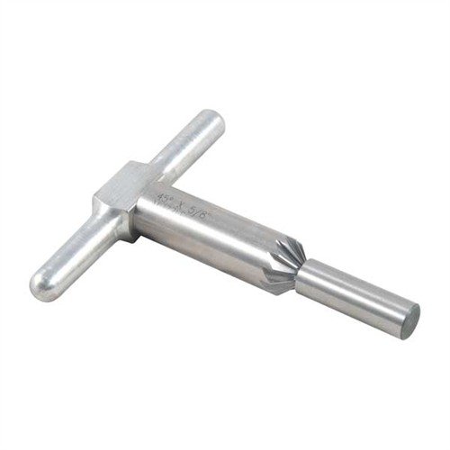 45° chamfering cutter bryter skarpa kanter på vapenmynningar och cylinder, vilket ger snabbare omladdning och renare kulutgång. Inkluderar handtag och pilot.