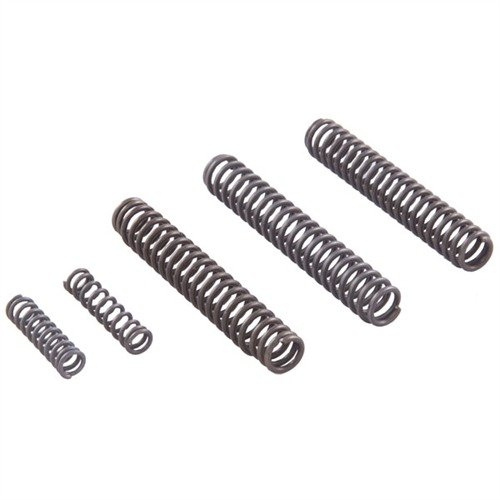 SRH-104 PRO-SPRING KIT erbjuder tre olika reducerade hammarfjädrar (9 lb, 10 lb, 12 lb) och två reducerade avtryckarfjädrar (10 lb, 12 lb) för förbättrad prestanda.