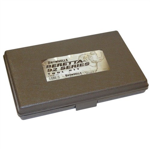 Brownells Beretta 92 Series Flat Storage Toolbox rymmer allt i Complete Beretta 92 Series Tool Kit, perfekt för att organisera dina verktyg och tillbehör.