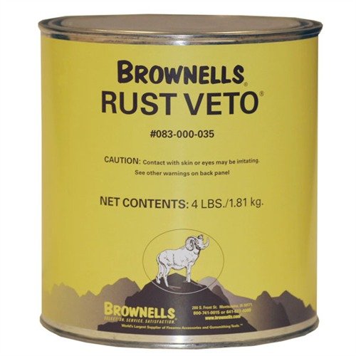 Brownells Rust Veto är en kraftfull rostskyddsmedel som effektivt skyddar dina vapen mot rost och korrosion under långvarig förvaring.
