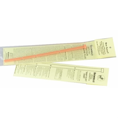 Universell Fits-All Shotgun Magazine Plug anpassar sig enkelt till alla gevär och längder, tillverkad av hållbar polypropylen i säkerhetsorange färg.