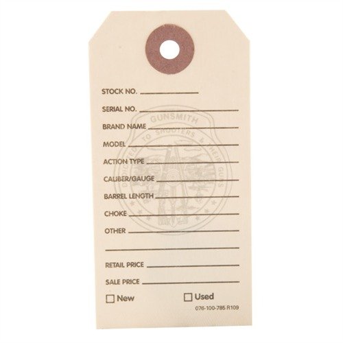 GUN PRICE TAGS hjälper dig att hålla ordning på priser och detaljer för varje vapen, med 11 förtryckta rubriker och färgkodning för enkel identifiering.