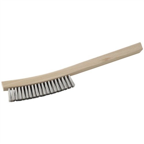 HAND CARDING BRUSH från BROWNELLS tar bort lätt rost utan att repa ytan, perfekt för Dicropan IM! och rostbluing utan behov av en kraftbuff.