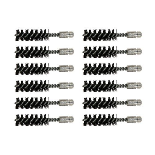 STANDARD LINE NYLON SHOTGUN BORE BRUSHES erbjuder hållbara nylonborstar med enstaka, loopade stålshankar för effektiv rengöring utan repor, i praktiska 12-pack.