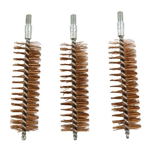 SHOTGUN CHAMBER BRUSH i phosphorbrons är hållbar och korrosionsresistent, perfekt för att snabbt och säkert rengöra smutsiga kamrar. 3-pack med 8-32 tråd.