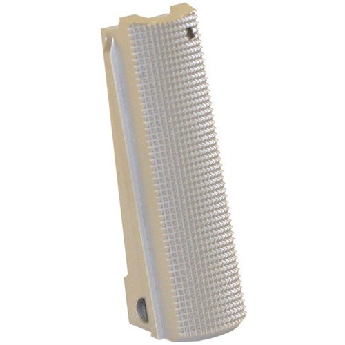 FLAT 1911 mainspring housing med 25 lpi checkering ger överlägsen greppkontroll och komfort, perfekt för tävling och taktiska vapen.