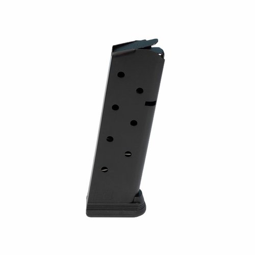 Denna 8-runds magasin från Ed Brown erbjuder pålitlighet med stål-följare, kraftig fjäder och en halkfri basplatta, tillgänglig i rostfritt stål eller Black Nitride.