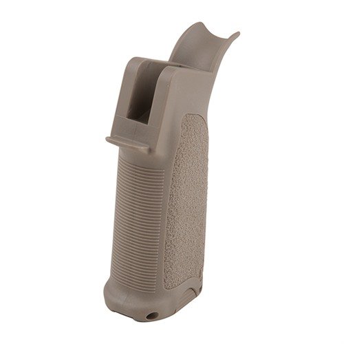 AR-15 MOD-3 GUNFIGHTER GRIP förbättrar vapenkontroll med ergonomisk design, hållbar polymer, texturerad yta och ett vattentåligt fack för småföremål.