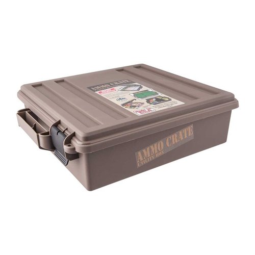 MTM Ammo Crates erbjuder robust förvaring och transport av ammunition med O-ring tätningar, stapelbar design och starka handtag för enkel bärning.