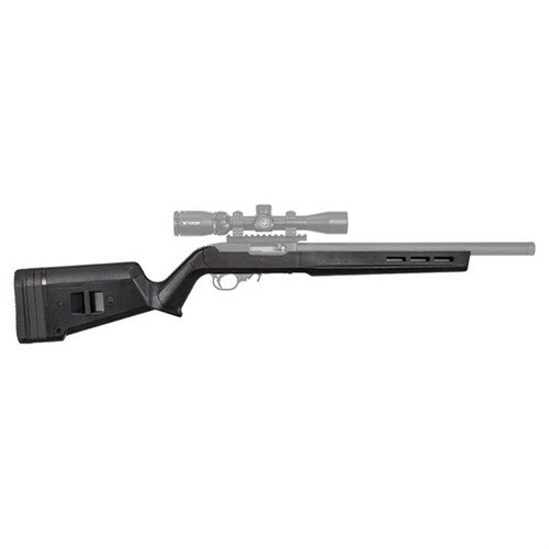 RUGER 10/22 Hunter X-22 justerbart kolv erbjuder hållbar polymerkonstruktion, ergonomisk design, justerbar LOP och M-LOK kompatibilitet för extra tillbehör.