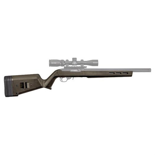 RUGER 10/22 Hunter X-22 justerbar kolv med förstärkt polymerkonstruktion, ergonomisk design, justerbar LOP och M-LOK-kompatibilitet för tillbehör.