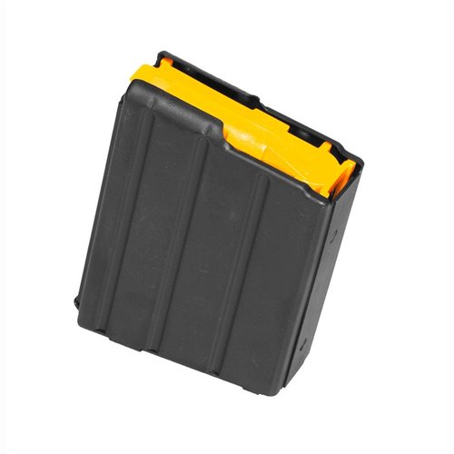 .350 Legend magasin för AR-15, tillverkat av rostfritt stål med svart yta, anti-tilt follower för pålitlig matning och tillgängligt i 5- eller 10-runds kapacitet.