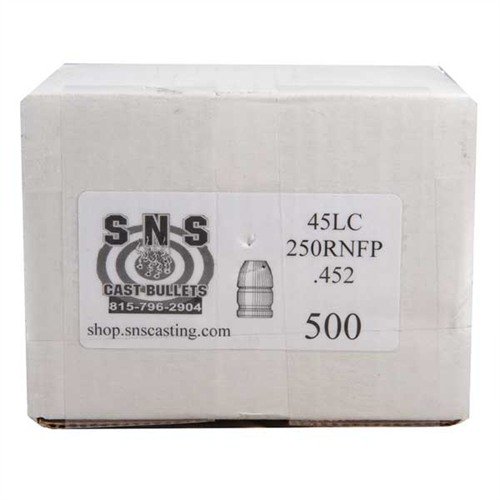 .45 kaliber RNFP kulor från SNS CAST BULLETS erbjuder hög precision och konsekvens med en blandning av 92% bly, 6% antimon och 2% tenn, perfekt för både pistol och gevär.