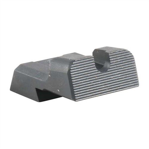 Rugged U-notch bakre sikte av 4140 stål för daglig användning, med klart sikte och dehornade kanter för enkel dragning; passar Novak-type dovetail.