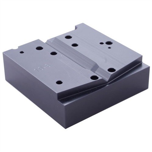 Praktisk armörblock av slitstark glasförstärkt nylon som underlättar reparation och justering av 1911-pistoler utan att skada finishen eller händerna.