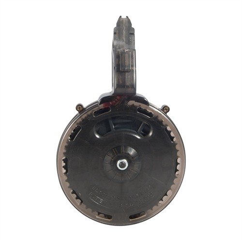 Tillförlitlig 50-runds trummagasin i polykarbonat för Smith & Wesson M&P 15-22, perfekt för plinking och enkel rengöring med medföljande instruktioner.